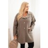 Dámsky kabát Plus Size s barančinou a vreckami béžový