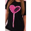 Dámske bavlnené oversize tričko so srdcom a strapcami čierne