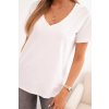 Dámska bavlnená blúzka s výstrihom do V s krátkym rukávom svetloružová