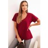 Dámska bavlnená blúzka s výstrihom do V s krátkym rukávom svetloružová