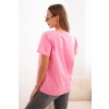 Dámska bavlnená blúzka s výstrihom do V s krátkym rukávom svetloružová