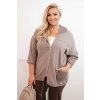 Dámska mikina Plus Size bavlnená oversize s dlhým rukávom béžová