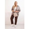 Dámska mikina Plus Size bavlnená oversize s dlhým rukávom béžová