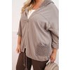 Dámska mikina Plus Size bavlnená oversize s dlhým rukávom béžová