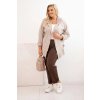 Dámska mikina Plus Size bavlnená oversize s dlhým rukávom béžová