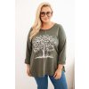 Dámska mikina Plus Size bavlnená s potlačou stromu béžová.