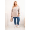 Dámska mikina Plus Size bavlnená s potlačou stromu béžová.