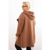Dámska mikina Plus Size s kapucňou a asymetrickým zipsom hnedá