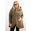 Dámska mikina Plus Size s kapucňou a asymetrickým zipsom hnedá