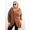 Dámska mikina Plus Size s kapucňou a asymetrickým zipsom hnedá