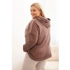 Dámska mikina Plus Size s kapucňou a potlačou hnedá