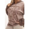 Dámska mikina Plus Size s kapucňou a potlačou hnedá