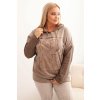 Dámska mikina Plus Size s kapucňou a potlačou hnedá