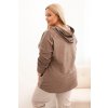 Dámska mikina Plus Size s kapucňou a potlačou hnedá