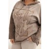 Dámska mikina Plus Size s kapucňou a potlačou hnedá