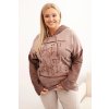 Dámska mikina Plus Size s kapucňou a potlačou hnedá