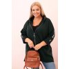 Dámska mikina Plus Size s viskózou na zips s kapucňou béžová