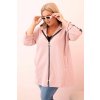 Dámska mikina Plus Size s viskózou na zips s kapucňou béžová