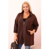 Dámska mikina Plus Size s viskózou na zips s kapucňou béžová