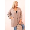 Dámska mikina Plus Size s viskózou na zips s kapucňou béžová