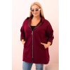 Dámska mikina Plus Size s viskózou na zips s kapucňou béžová