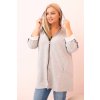 Dámska mikina Plus Size s viskózou na zips s kapucňou béžová