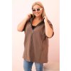 Dámska mikina Plus Size s viskózou na zips s kapucňou béžová