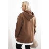 Zateplená dámska mikina Plus Size s kapucňou a véčkom hnedá