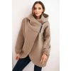 Dámska zateplená mikina s kapucňou a asymetrickým zipsom béžová