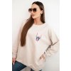 Dámska oversize mikina z bavlny s farebnými krídlami na chrbte béžová