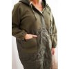 Dámska prešívaná mikina Plus Size s kapucňou a veľkými vreckami khaki