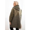 Dámska prešívaná mikina Plus Size s kapucňou a veľkými vreckami khaki
