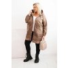 Dámska prešívaná mikina Plus Size s kapucňou a veľkými vreckami khaki