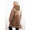 Dámska prešívaná mikina Plus Size s kapucňou a veľkými vreckami khaki