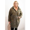 Dámska prešívaná mikina Plus Size s kapucňou a veľkými vreckami khaki
