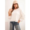 Dámska mikina s ozdobným zakončením dole krémová