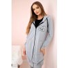 Dámska predĺžená mikina s kapucňou a zipsom sivá