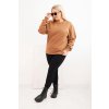 Dámska plus size bavlnená mikina basic s okrúhlym výstrihom béžová