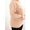 Dámska plus size bavlnená mikina basic s okrúhlym výstrihom béžová