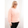 Dámska plus size bavlnená mikina basic s okrúhlym výstrihom béžová