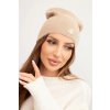 Dámska čiapka klasická z alpaky s dekoratívnou platničkou béžová