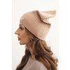 Dámska rebrovaná čiapka z modalu a viskózy s ozdobným gombíkom béžová