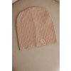 Dámska rebrovaná čiapka z modalu a viskózy s ozdobným gombíkom béžová