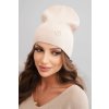 Dámska rebrovaná čiapka z modalu a viskózy s ozdobným gombíkom béžová