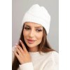 Dámska zimná vlnená čiapka s ozdobným pletením K429 biela