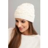 Dámska zimná vlnená čiapka s ozdobným vzorom K430 béžová