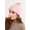 Dámska zimná čiapka z nadýchanej pleteniny s elegantným gombíkom béžová