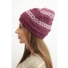 Dámska zimná čiapka so vzorom a vlnou K425 biela