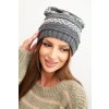 Dámska zimná čiapka so vzorom a vlnou K425 biela