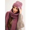 Dámsky komplet čiapka a dlhý šál z mäkkej priadze v ťavej farbe
